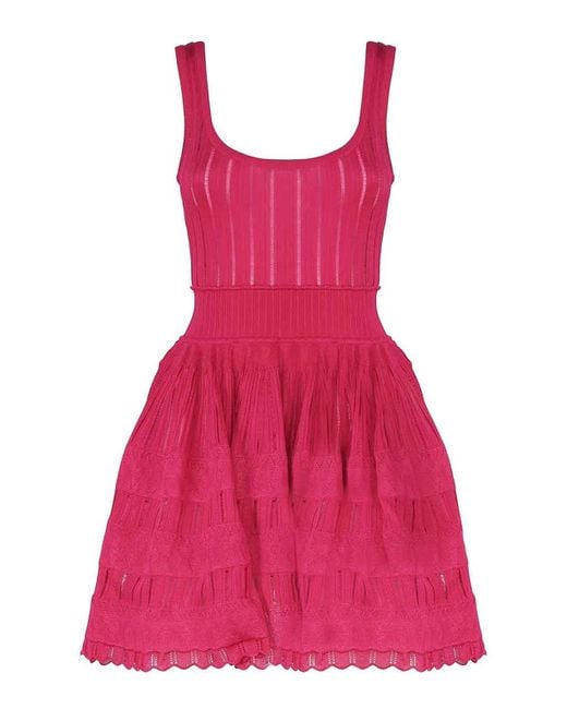 Alaïa Pink Viscose Knit Dress