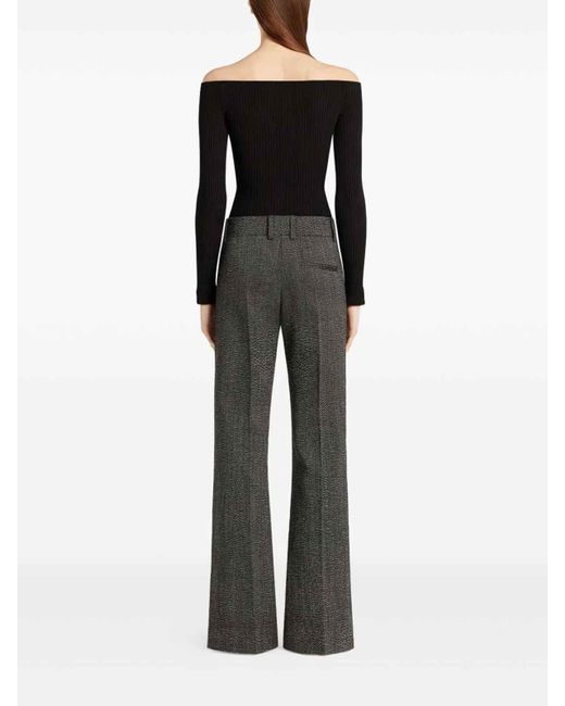 Courreges Black Bardot Neck Top With Logo