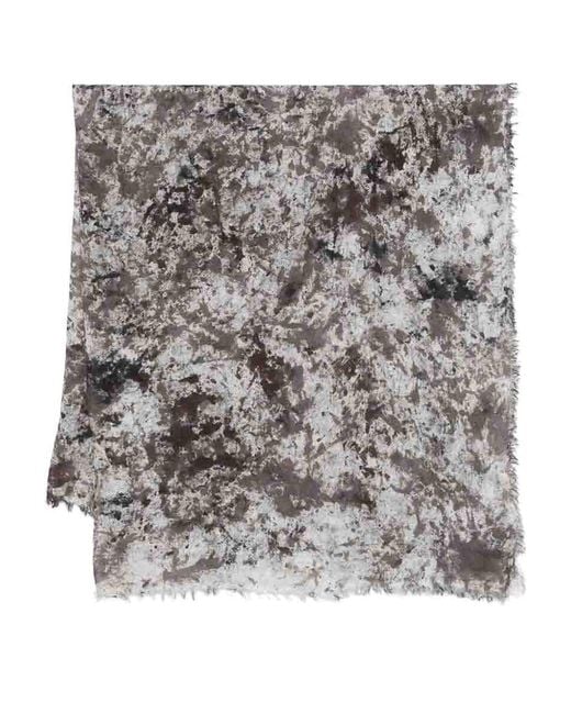 Avant Toi Gray Camouflage Effect Modal Linen Silk Scarf for men