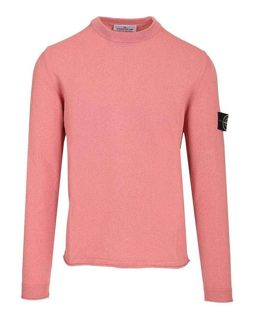 Stone Island Pink Lightweight Organic Cotton Sweater for men