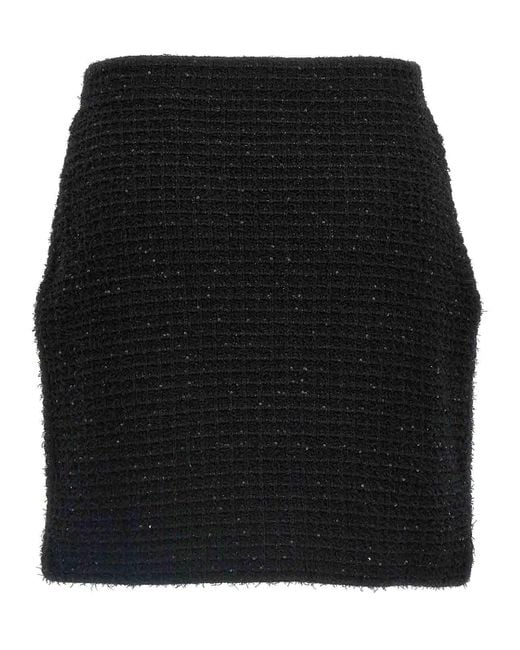 Self-Portrait Black Textured Knit Mini Skirt