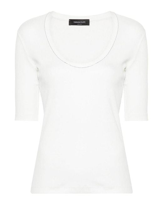 Fabiana Filippi White Cotton T-Shirt
