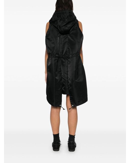Sacai Black Nylon Twill Hoodie Vest
