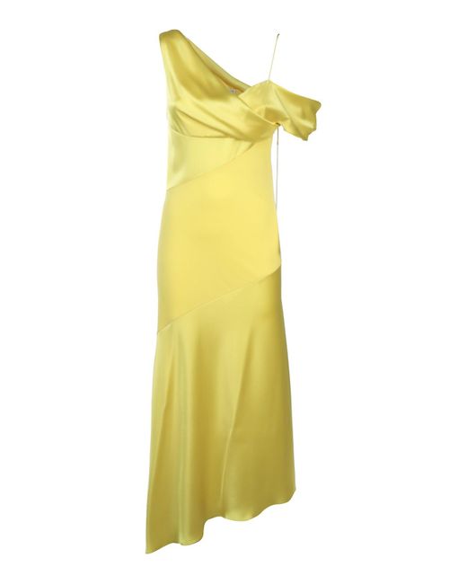 Loewe Yellow Draped Midi Dress Dresses