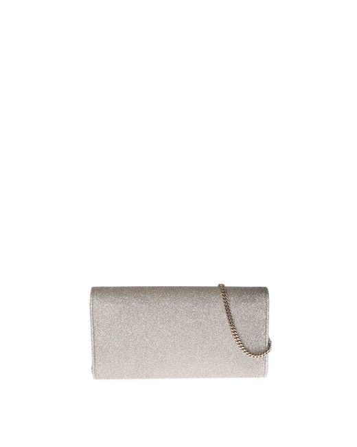 Jimmy Choo White Emmie Platinum Color Shoulder Bag