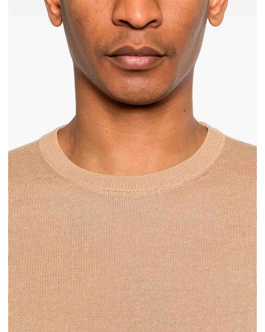 Drumohr Natural Long Sleeve Crew-Neck Sweater for men