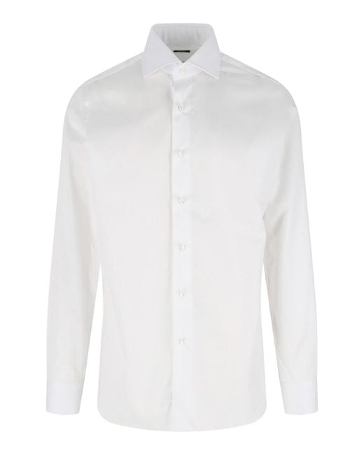 Barba Napoli White Cotton Shirt for men