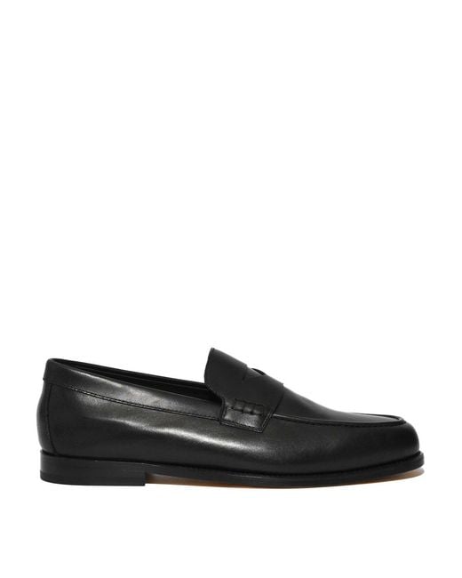 Doucal's Black Leather Penny Moccasin for men