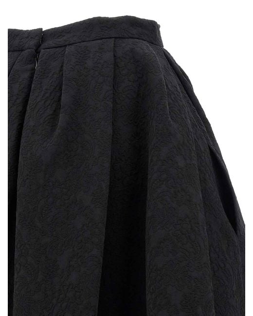 Carolina Herrera Black Cotton Jacquard Midi Skirt With Crinoline Underskirt