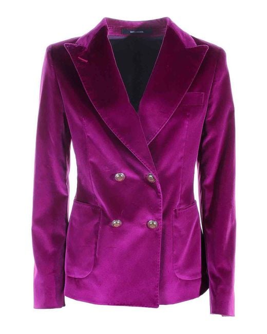 Tagliatore Purple Double-Breasted Jacket