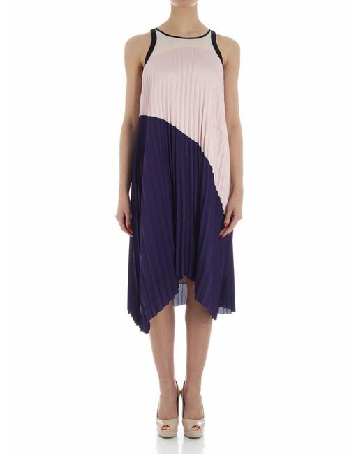 Karl Lagerfeld Blue And Pleated Dress
