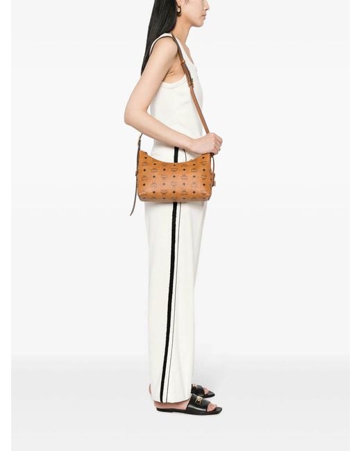 MCM White Small Aren Hobo Bag