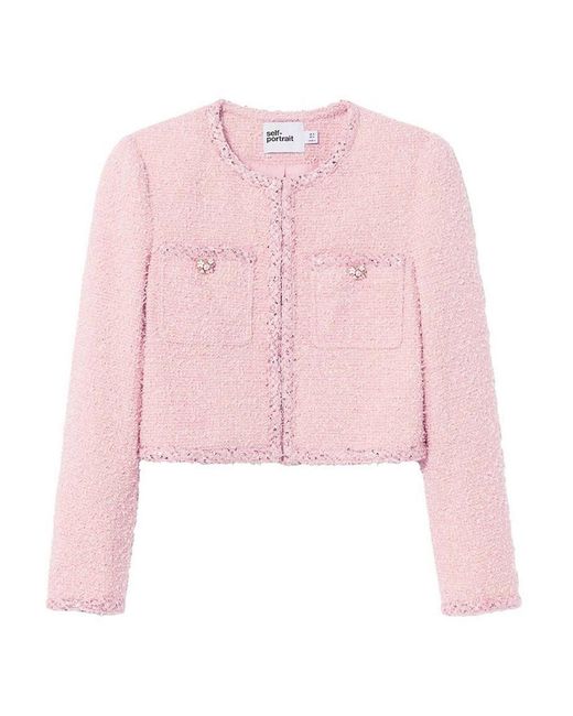 Self-Portrait Pink Boucle Jacket