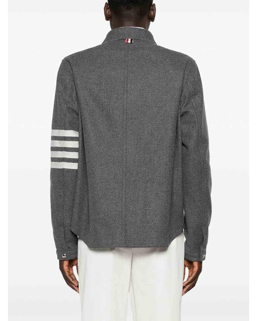 Thom Browne Gray Bar Felted Utility Jacket for men