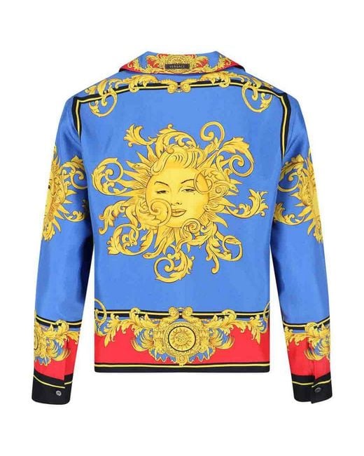 Versace Blue Silk Twill Shirt