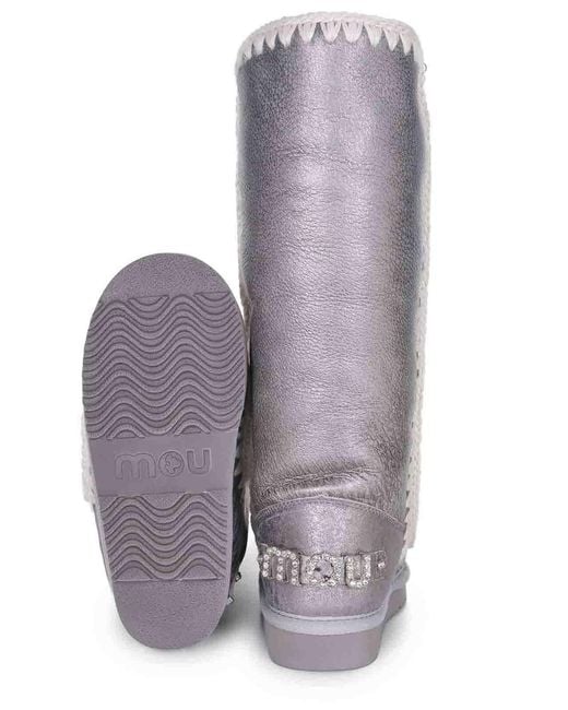 Mou White Boots Made Of Suede Sheepskin