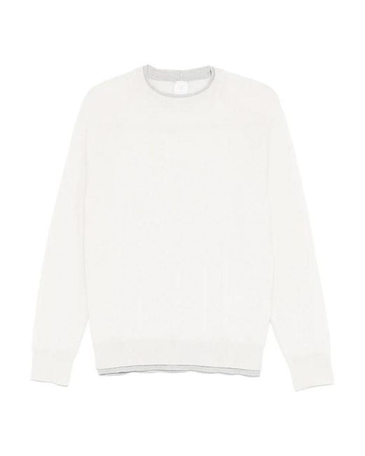 Eleventy White Round Neck Sweater Sand And Lt for men