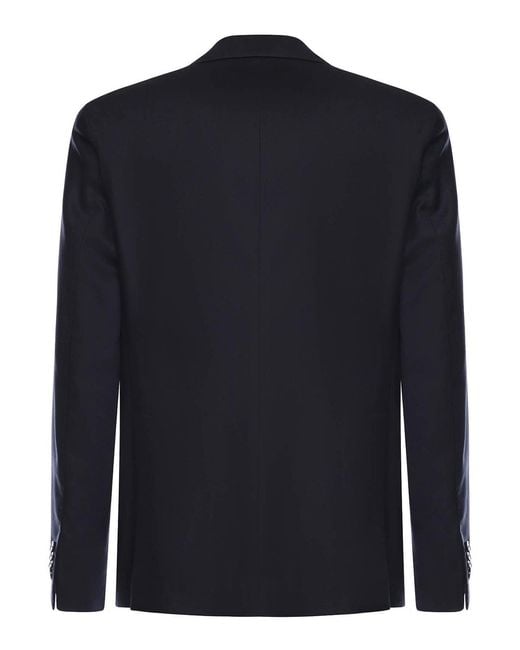 Lubiam Blue Double-Breasted Wool Blazer for men