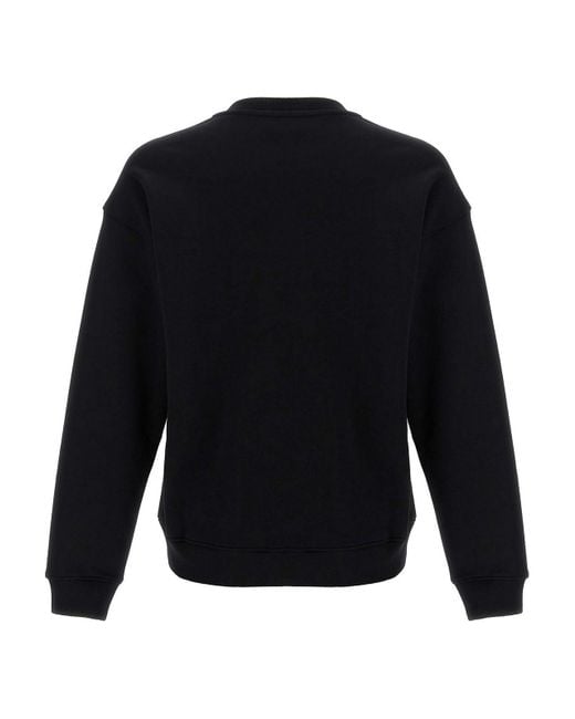 Moschino Black Logo Print Cotton Sweatshirt With Crew Neck for men