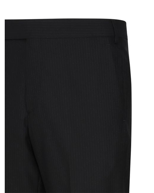 Lardini Black Straight Pinstriped Trousers for men
