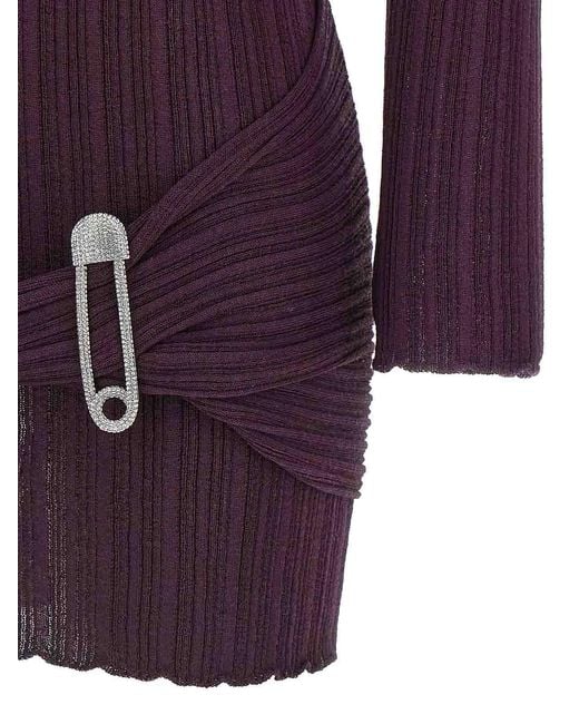 GIUSEPPE DI MORABITO Purple Jewel Brooch Dress