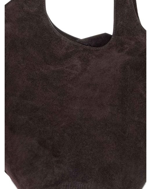 The Attico Black Medium Suede Shoulder Bag