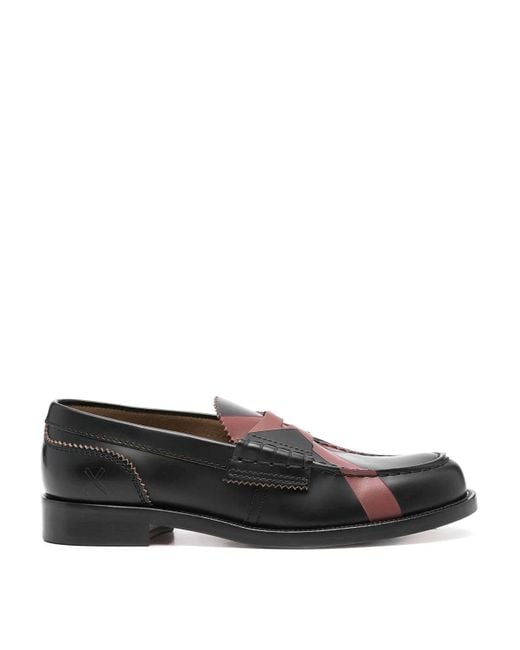 COLLEGE Black Leather Loafers