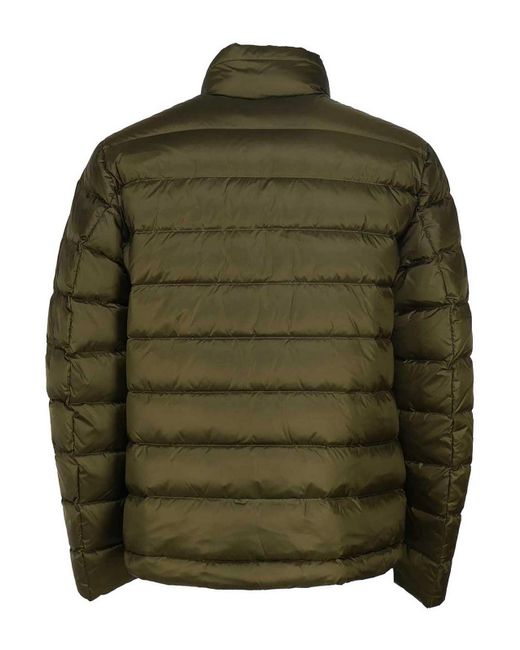 Blauer Green Nylon Down Jacket With Striped Stitching for men
