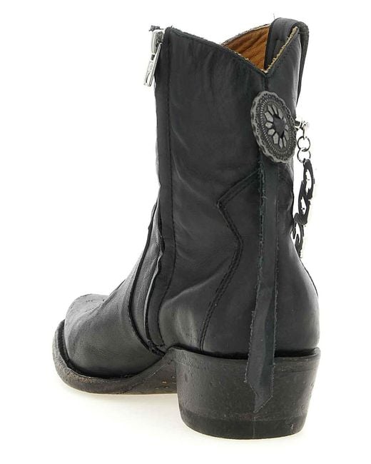 Comme des Garçons Black Embroidered Pointed Toe Boots