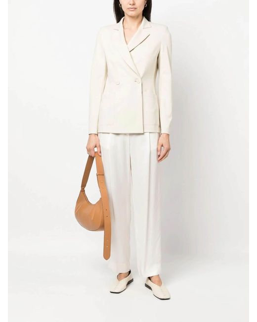 Harris Wharf London Natural Double-Breasted Jacket