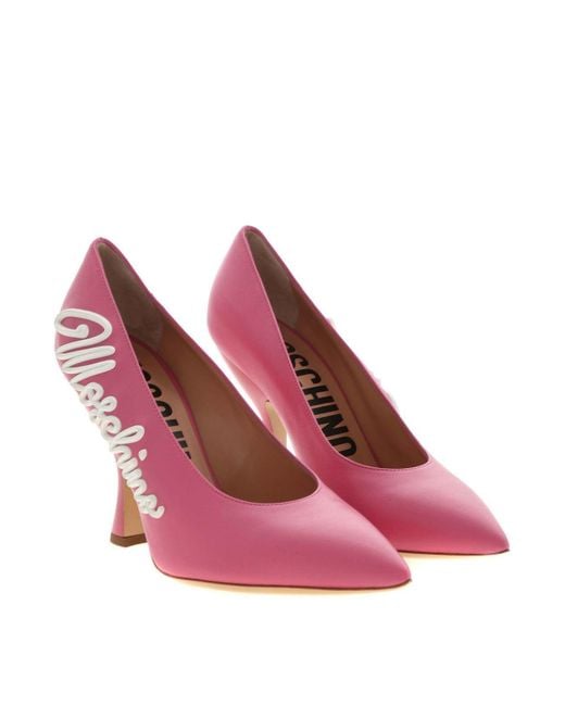 Moschino Pink 3D Effect Logo Pointed Pumps