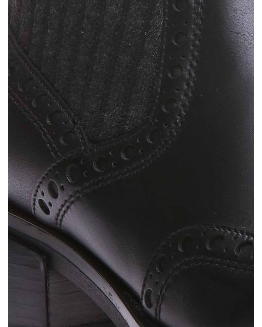 Santoni Black Brogue Boots With Socks