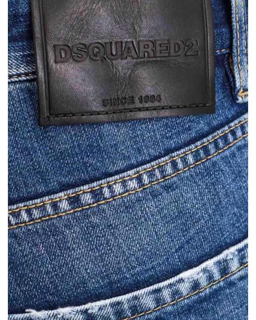 DSquared² Blue Cotton Jeans With Ripped Effect for men