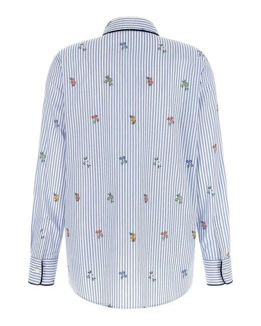 Etro Blue Floral Embroidery Shirt