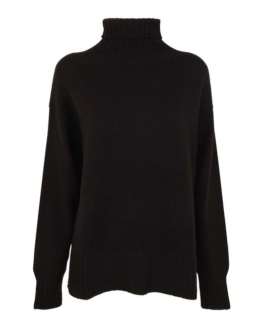 Drumohr Black Long Sleeves Turtle Neck Oversized Sweater