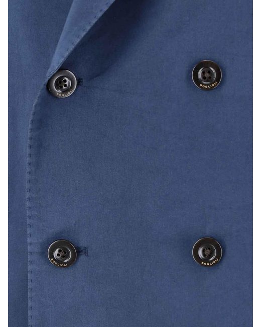 Boglioli Blue Double-Breasted Blazer for men