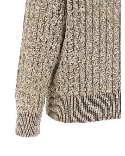 Brunello Cucinelli Gray Micro Sequin Sweater