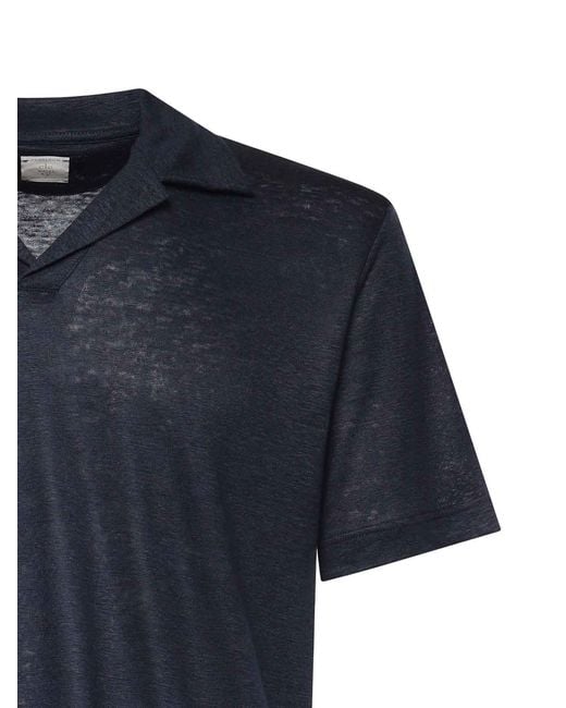 Eleventy Blue Linen Polo for men