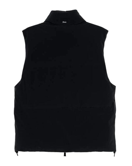 Herno Black Zip-Up High-Neck Sleeveless Vest for men