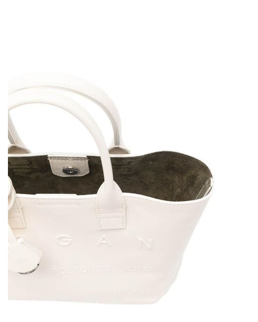 Hogan White Mini Leather Tote Bag