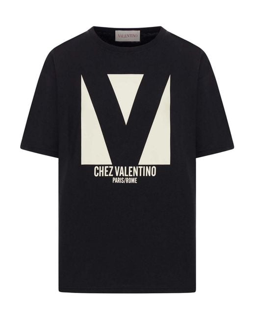 Valentino Garavani Black Chez Print Cotton Jersey T-Shirt