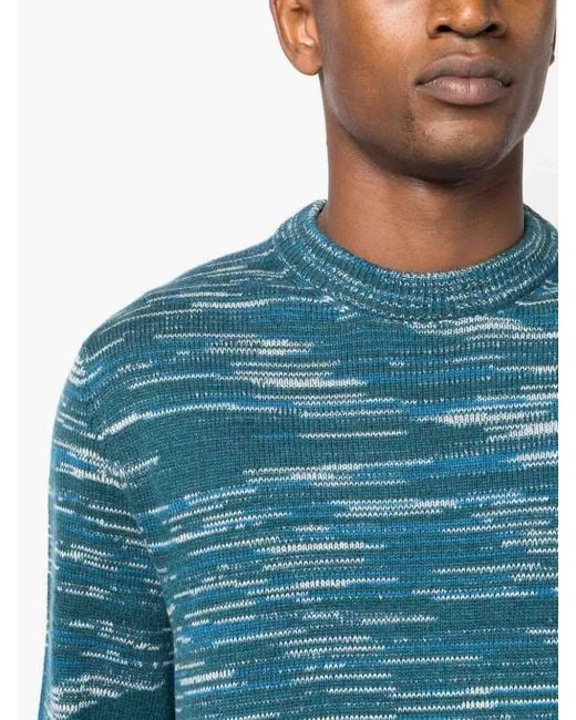Missoni Blue Intarsia-Knit Cashmere Jumper, Striped for men