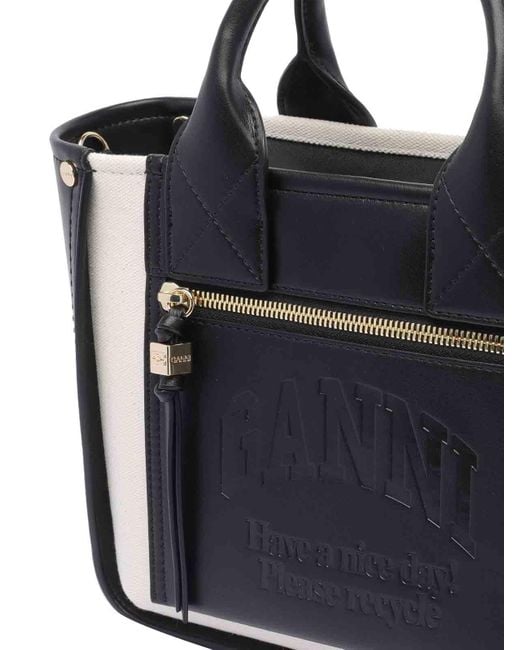 Ganni Black Small Pocket Tote Bag