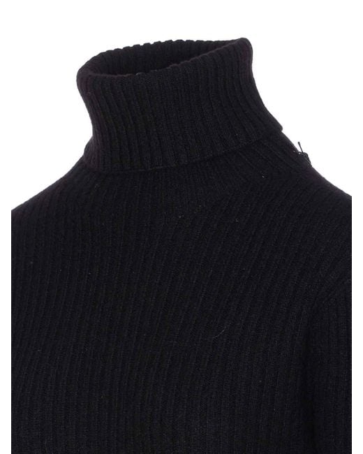 Uma Wang Blue High Neck Rib Top