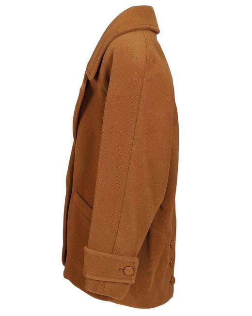 Chloé Brown Short Double-Breasted Wool Coat