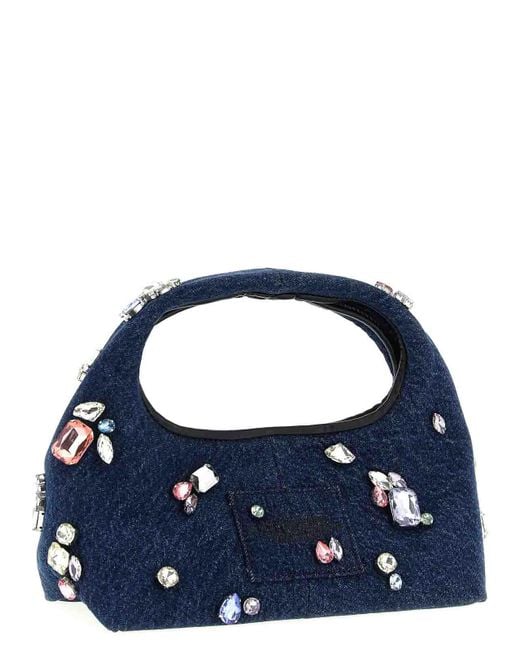 Marc Jacobs Blue The Gem Denim Mini Sack Handbag