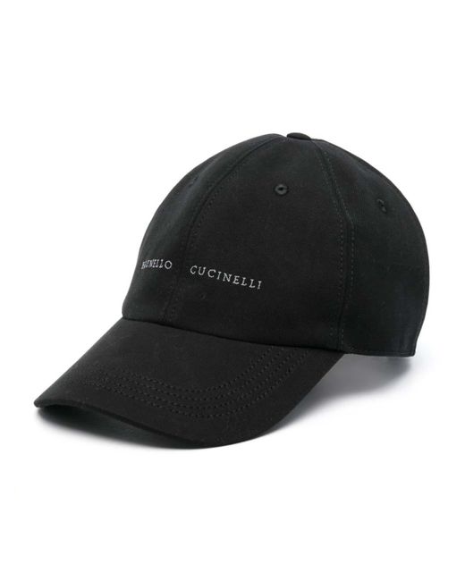 Brunello Cucinelli Black Hat With Logo for men