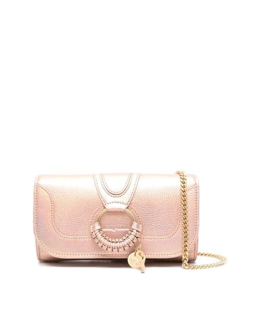 See By Chloé Pink Hana Leather Wallet On Chain