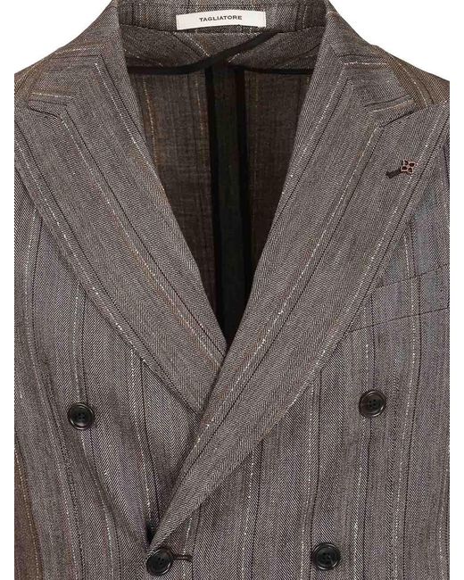 Tagliatore Gray "Monecarlo" Double-Breasted Suit for men