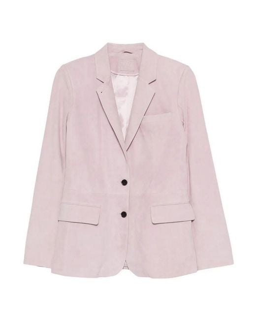 Desa Nineteenseventytwo Pink Leather Classic Blazer